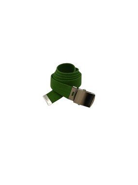 Divided 100% Cotton Woven Web Belt OS Sz Est 36-38 Green Silver Metal Buckle